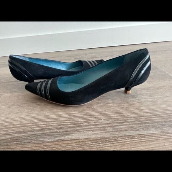 MARC JACOBS Black Suede & Leather Kitten Heel Pointed Toe Size 6 - Picture 5 of 16
